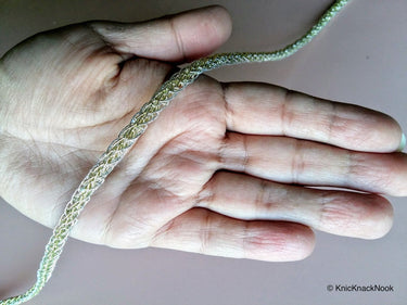 Thread Lace Trim In Gold / Silver / Silver - Gold , Approx. 5mm wide, Braided Gimp Trim